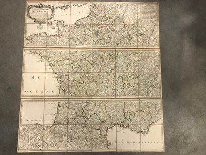 null Rare map of the Post Office of France, Paris by Sieur Jaillot. Nice canvas copy...