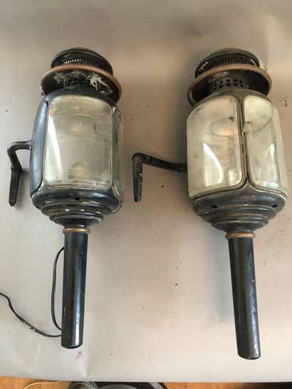 Pair of round lanterns signed Couturier in...