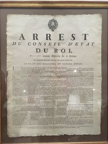 null Arrest du Conseil d'état du roi portant nouveau règlement sur le roulage, 28...