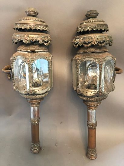 Pair of gala lanterns with cut sides, richly...