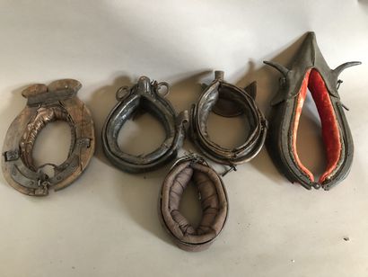 Lot of five working dog collars, 19th and...