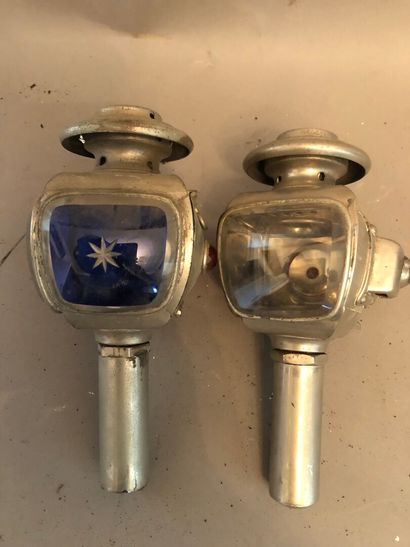 Pair of small lanterns in nickel silver,...