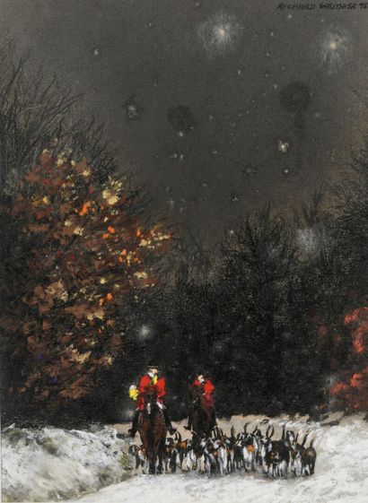 Richard GAUTHIER Richard GAUTHIER

Return from a hunt under the snow

Gouache, signed...
