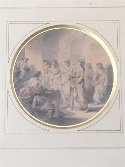 null Attributed to Jacques GAMELIN

(1738-1803)

Roman women giving their jewels

Pen...