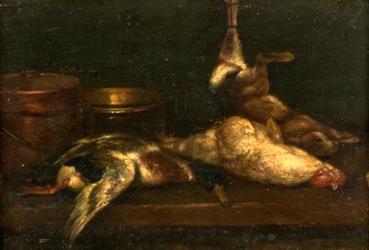 École du XIXe siècle École du XIXe siècle

Nature morte aux oiseaux.

Huile sur panneau.

27...