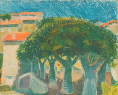 Roger MONTANÉ (1916-2002) Roger MONTANÉ (1916-2002)

The plane trees in Ampus

Pastel...