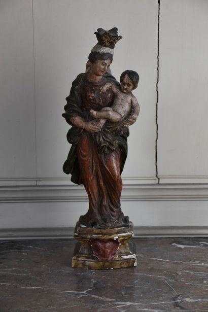 null Ecole française du XVIIIe siècle

Vierge à l'Enfant

Sculpture en bois polychrome

H....