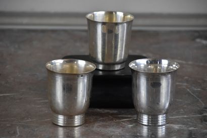 Three silver kettledrums hallmarked Minerve...
