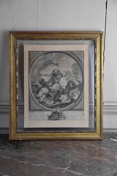 After François Boucher (1703-1770) 
Suite of four engravings with putti decoration...
