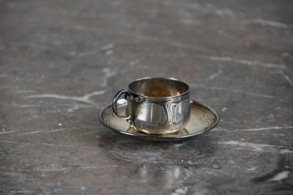 Silver cup and saucer hallmarked Minerve...