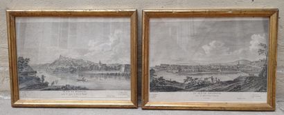 null Lot de gravures comprenant : 

Deux gravures représentant des vues de Besançon....
