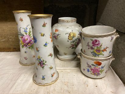 null Dresden

Set including two planters, two cone vases and a baluster vase with...