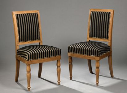 null A pair of mahogany and mahogany veneer chairs stamped Jacob D. R. Meslee from...