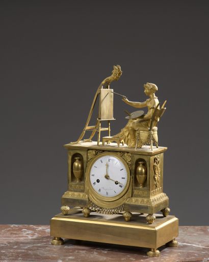 null An Empire period chased and gilt bronze clock

Representing a woman in front...