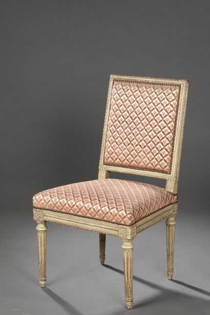 null A carved and lacquered moulded wood chair stamped G. IACOB from the Louis XVI...