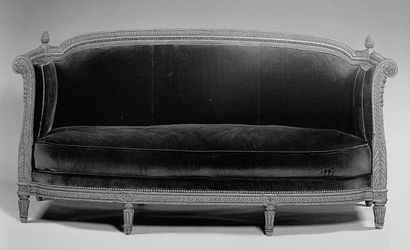 null A Louis XVI period Turkish style sofa in moulded, carved, lacquered and gilded...