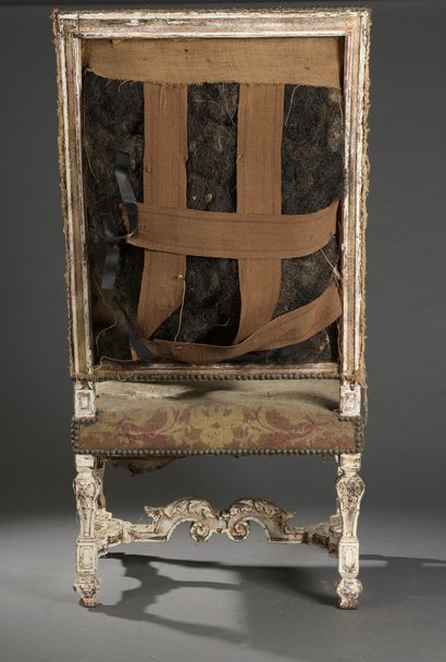 null 
High armchair in moulded and carved wood in the
 Louis XIVstyle




With flat...