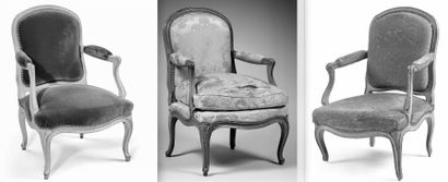 null A Louis XV period moulded wood chair stamped Nq Foliot.

It stands on cambered...