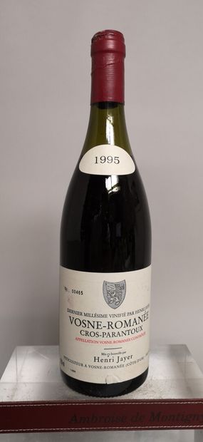  1 bouteille VOSNE ROMANEE CROS PARANTOUX - Henri JAYER 1995 Etiquette légèrement...