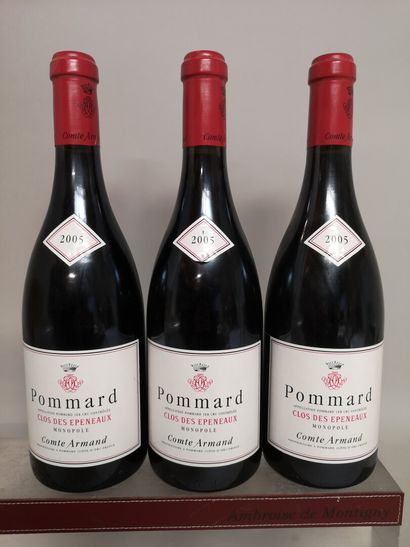 null 3 bouteilles POMMARD 1er Cru "Clos des Epeneaux" - Comte ARMAND 2005 Une collerette...