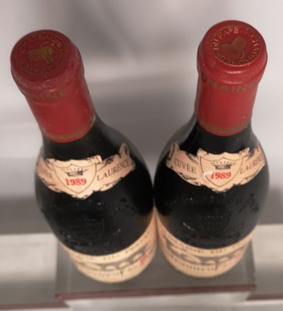 null 2 bouteilles CHATEAUNEUF DU PAPE - Domaine du PEGAU " Cuvée Laurence" 1989 Collerette...