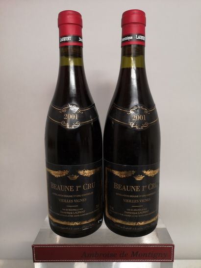  2 bouteilles BEAUNE 1er Cru "Vielles Vignes" - Dominique LAURENT 2001 Une étiquette...