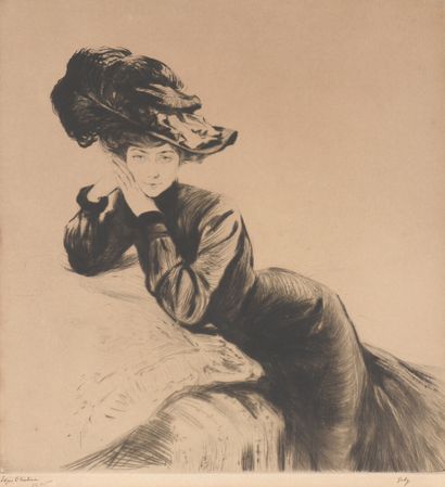 null Edgar CHAHINE (1874-1947) 

Gaby, 1901 

Pointe-sèche, 31 x 29 cm, marges 33...