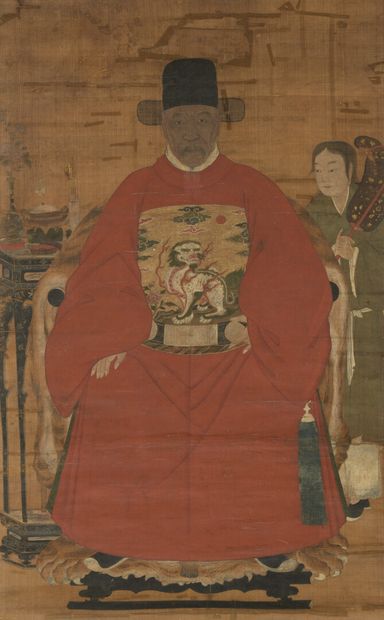 null Grande peinture en rouleau à l'encre et couleur sur soie


Chine, époque Ming...