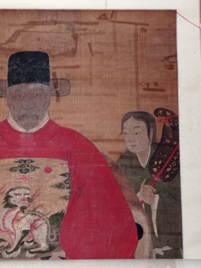 null Grande peinture en rouleau à l'encre et couleur sur soie


Chine, époque Ming...