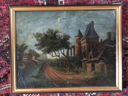 null Ecole française du XVIIIe siècle

Paysage au château

Huile sur toile marouflée...