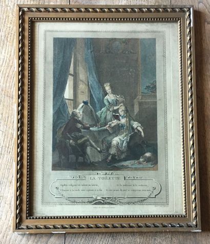 null D'après Sigismond FREUDENBERGER (1745-1801)

La toilette, 1774

Gravure en couleur.

37,5...