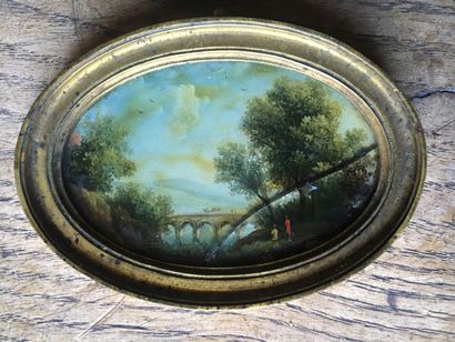 null Ecole française de la fin du XIXème siècle

Paysage au pont

Miniature.

H.6...