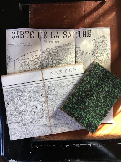 null Lot of maps, late 19th century: 

- Map of La Manche (in a case)

- Map of Nantes...