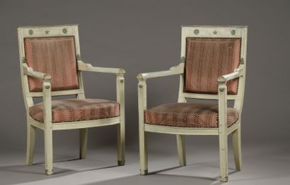 A pair of Directoire period lacquered wood...