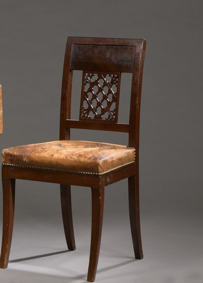  Mahogany and mahogany veneer chair attributed to Henri Jacob from the Directoire...