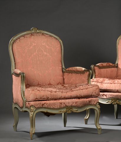 Pair of Louis XV style moulded, lacquered...