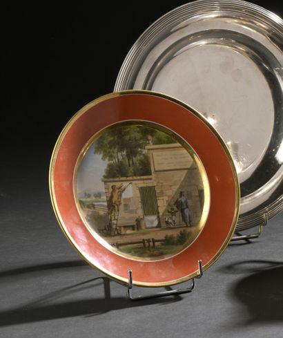 PARIS, Empire period 
Porcelain plate with...