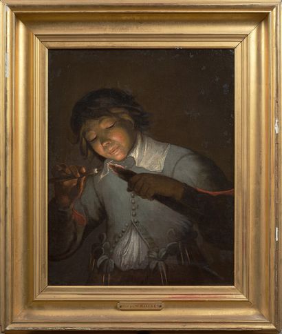  Attribué à Adam de COSTER (vers 1586-1643) 
Jeune garçon soufflant sur des braises...