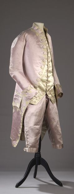 null French embroidered suit, waistcoat and breeches, Louis XVI period, circa 1780,...