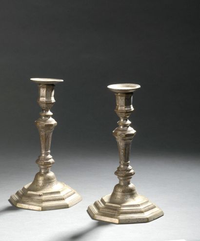 A pair of Louis XV period silver plated bronze...