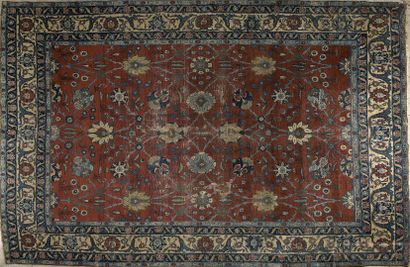 null Wool carpet, Iran, 20th century

Decorated with flowers on a red background,

blue...