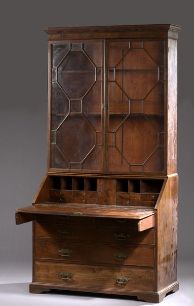 null George III period mahogany and mahogany veneer scriban

It opens to two doors...