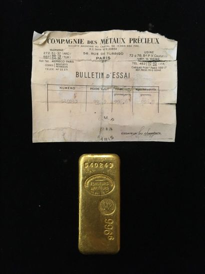 null E - 1 lingot d'or (996,6) n° 540243

Avec son certificat



Frais : 9,6% TTC...