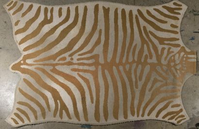 Wool carpet simulating a zebra skin

Modern...