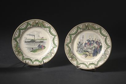 CREIL AND MONTEREAU, History of Napoleon 
Two plates, one decorated with the opening...