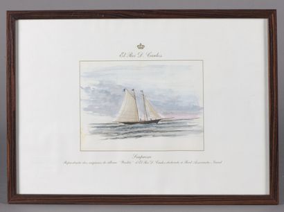 null Suite de neuf reproductions colorées de l'album Yachts du roi D. Carlos I du...