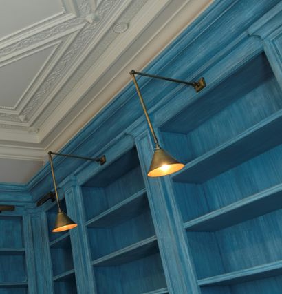 Suite of five articulated lamps of library...