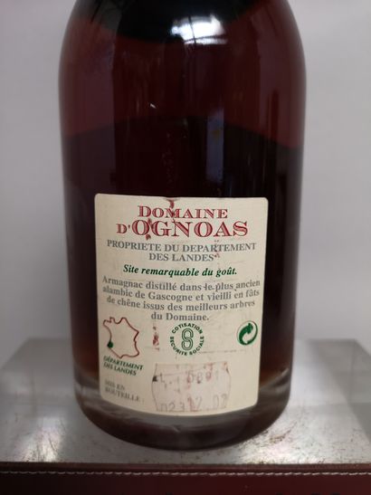 null A bottle ARMAGNAC 1991 - Domaine d'OGNOAS 

Label slightly stained. Level at...