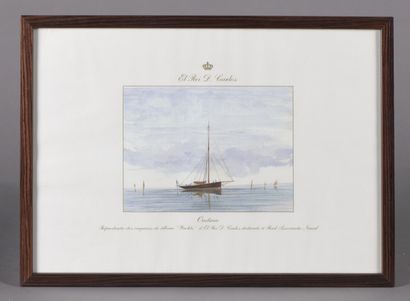 null Suite de neuf reproductions colorées de l'album Yachts du roi D. Carlos I du...
