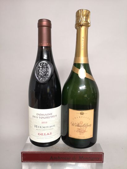 null COFFRET DELAS-DEUTZ de deux bouteilles dont une HERMITAGE - Domaine des TOURETTES...